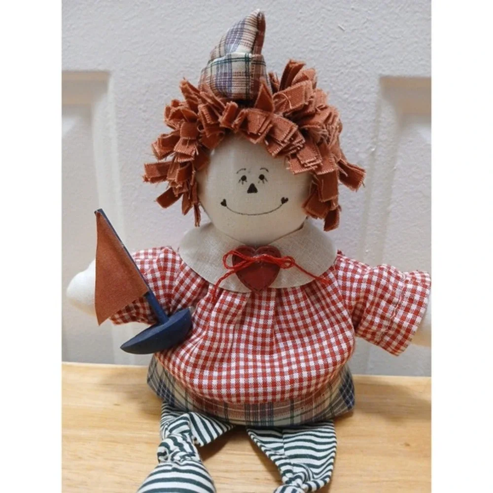 Raggedy Andy Shelf Sitter Primitive Folk Art Decor 11.5